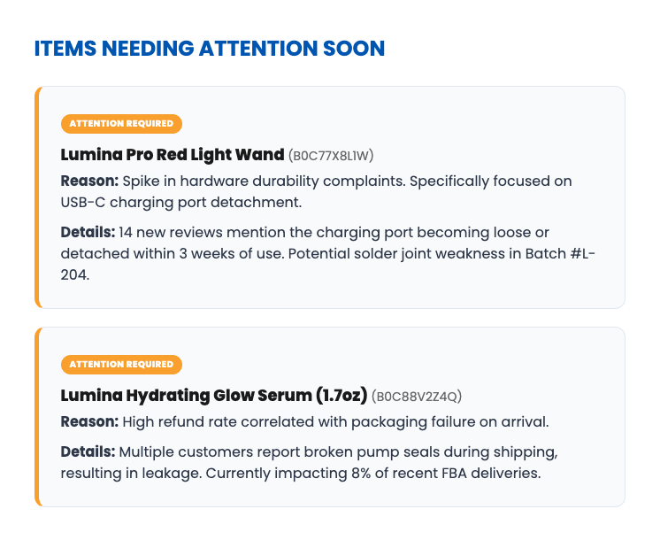 Items Needing Attention